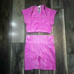 Gymshark Adapt Animal x Whitney Athletic Shorts and Top Pink Set